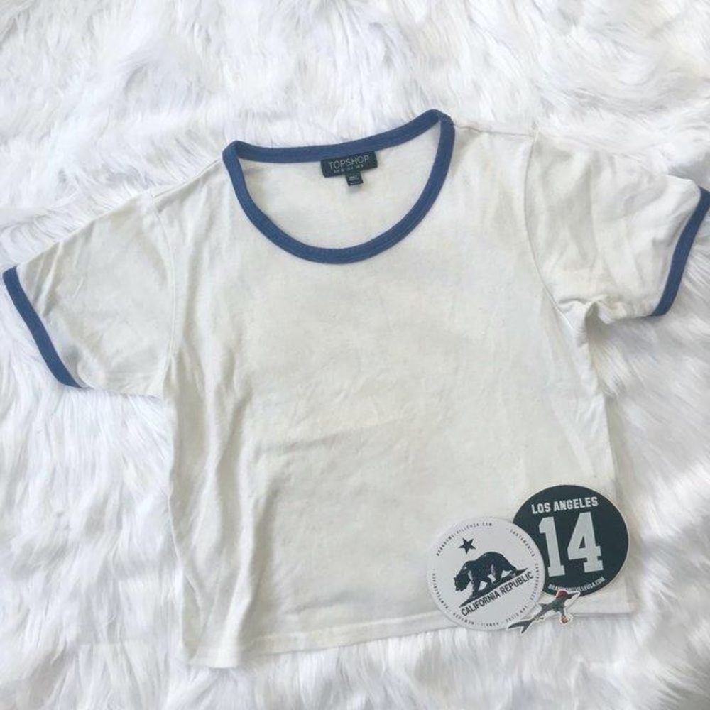Topshop Ringer Cropped Tee Shirt
